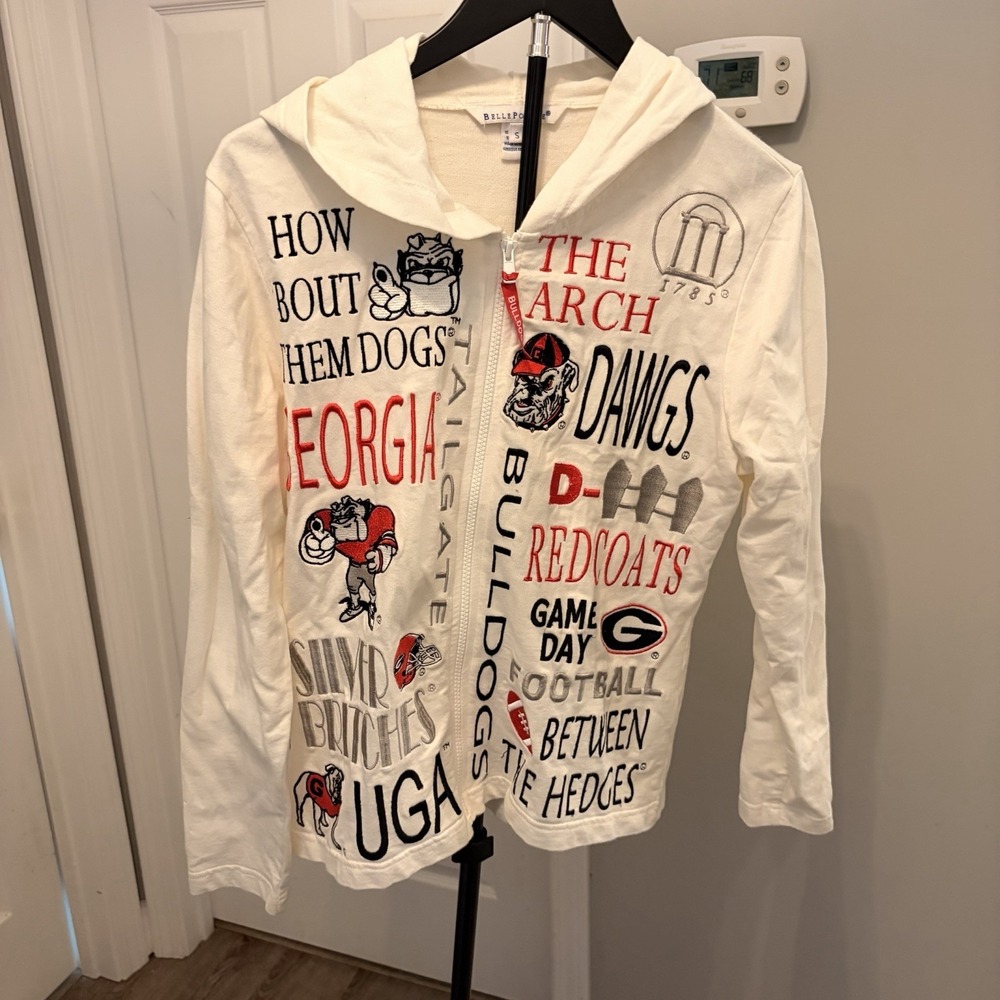 Vtg Belle Pointe University of Georgia UGA Knit Full Zip Hoodie Jacket Small EVC